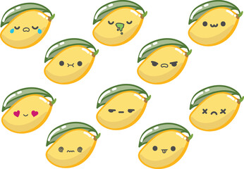 manggo and set of cute expressions