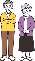 寄り添う笑顔の老夫婦