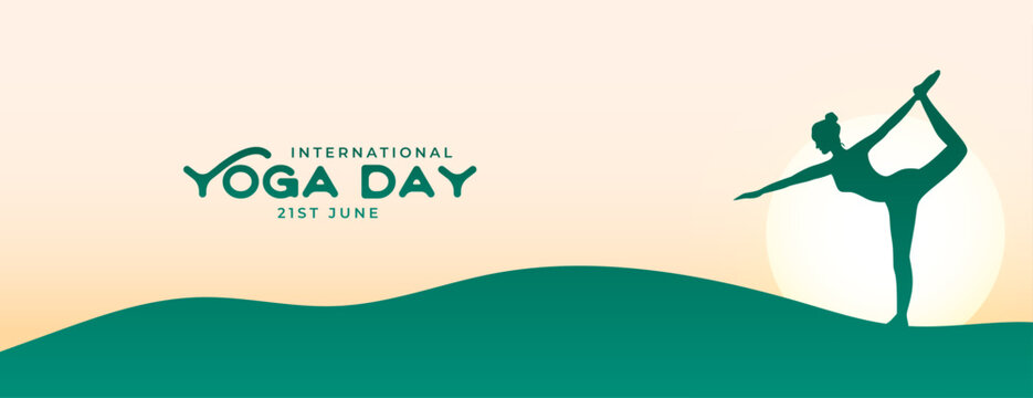elegant 21st june world yoga day poster with balancing posture design
