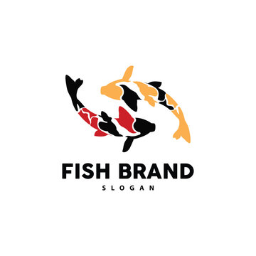 Koi Fish Logo Design, Ornamental Fish Vector, Aquarium Ornament Illustration Brand product