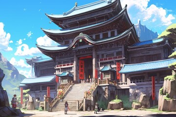 アニメ風神社,Generative AI AI画像