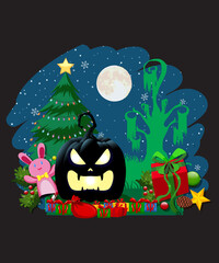 Halloween illustration T-shirt design, Hipster skull with sunglasses, moustache and beard. Fashion style for t shirt design, poster, banner etc. Original Vector Illustration.