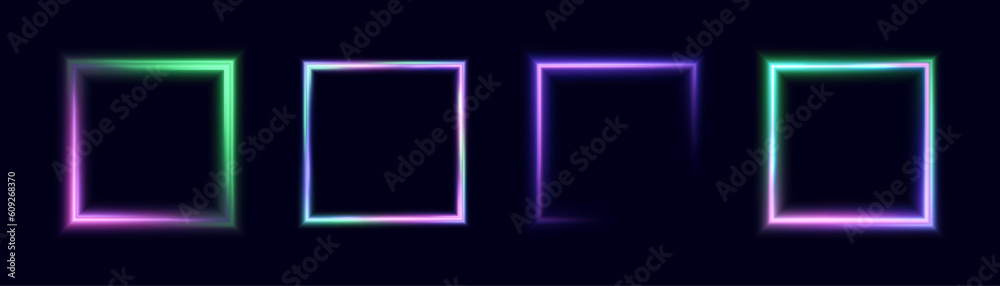 Poster glowing thin square frame on a transparent background. perfect design for header, logo and promotion