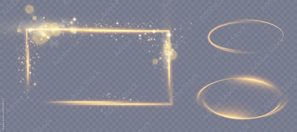 Poster glowing thin square frame on a transparent background. perfect design for header, logo and promotion