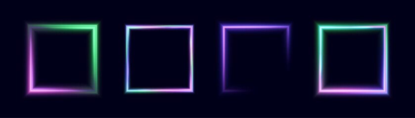 Glowing thin square frame on a transparent background. Perfect design for header, logo and promotional banner. Vector	
