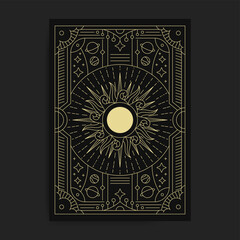 Sun or solar Golden Line Art