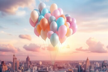 Fototapeta premium 風船とトワイライトの空,Generative AI AI画像