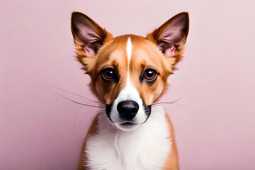 cute dog on pink background