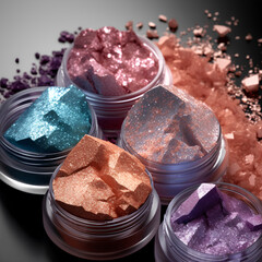 Closeup shot of the with crystal eye-shadows. generative ai