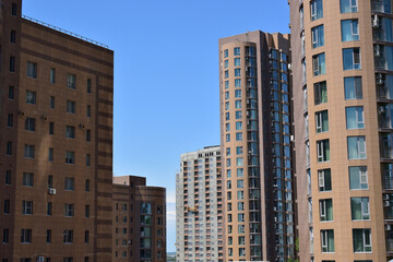 Modern residential complex. Close-up of high-rise buildings.