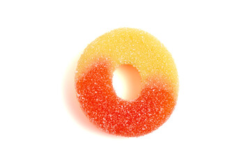 Classic Peach Ring Candies on a White Background