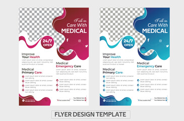 Free vector realistic medical flyer template, free vector health flyer template,