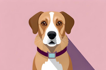 cute dog on pink background