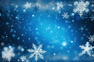 Fototapeta na wymiar Christmas Winter Snow Blue Background Generative AI