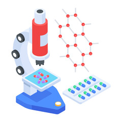 Isometric icon of chemical research