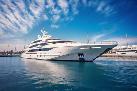 Luxury cruiser sailing on summer sea, Generative AI