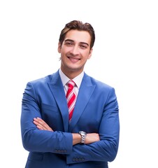Handsome young businessman isolated on white background