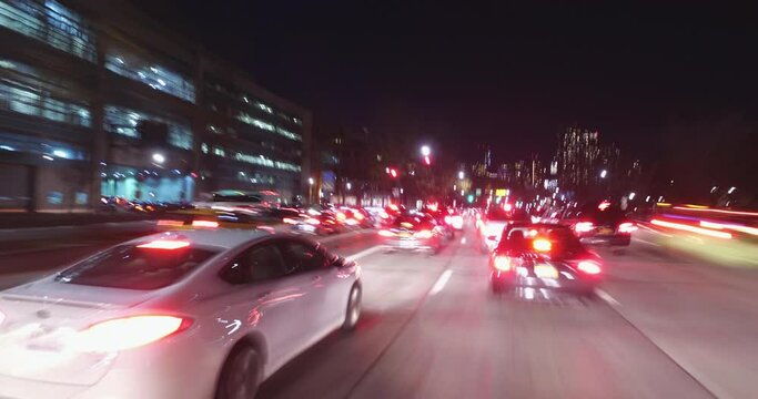 Aerial: Timelapse Pov From A Car Driving Through Busy City Streets - New York City, New York