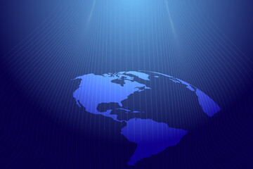 The map and the world (half world) are below, and above are the lines, curved downwards. gradient dark blue background