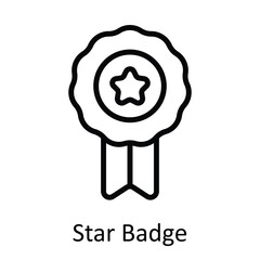 Star Badge Vector   outline Icon Design illustration. Digital Marketing  Symbol on White background EPS 10 File