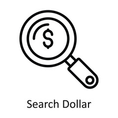 Search Dollar Vector   outline Icon Design illustration. Digital Marketing  Symbol on White background EPS 10 File