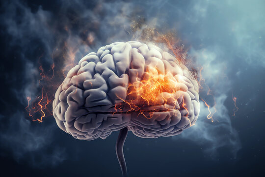 Brain cancer, tumor, abnormal cells. Generative AI.
