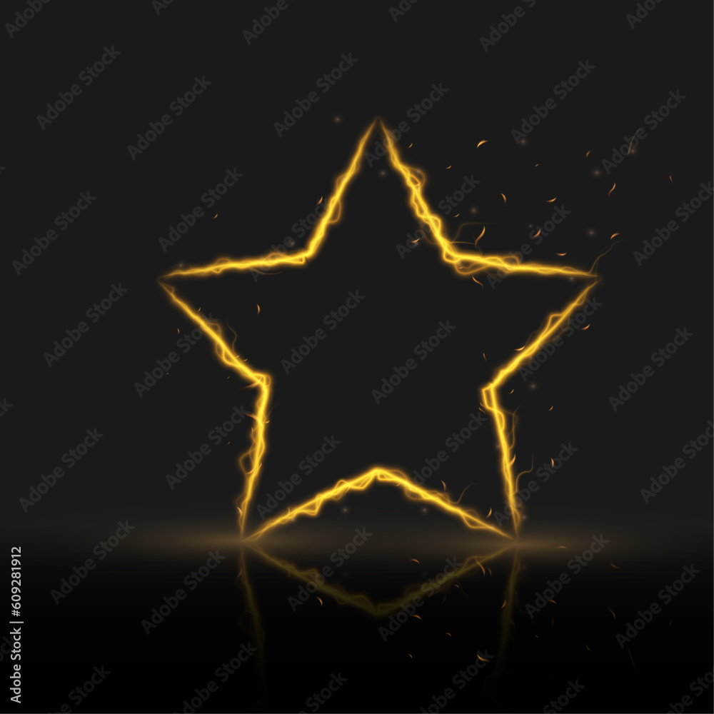 Poster golden frame with light effects, shining luxury banner vector illustration.for web design. art vecto