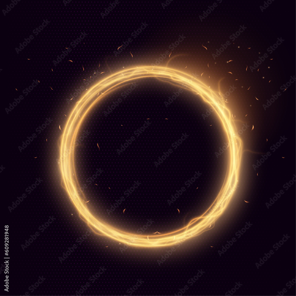 Aufkleber abstract ring frame with glowing rays. energy flow tunnel. golden portal with light distortion. magi