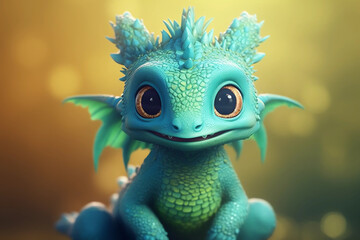 Cute dragon, a mithological legendary creature from the folklore of cultures wordwide. Generative AI.