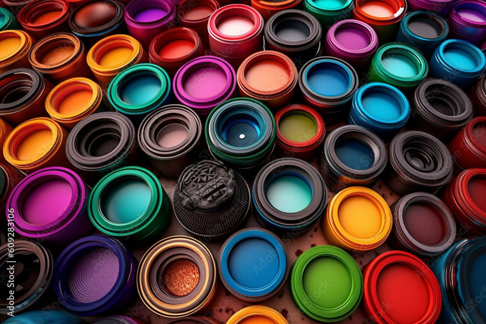 Poster An artistic composition of colorful camera lenses arranged in a circular pattern, representing the diversity and creativity of the photography community.  Generative AI technology.