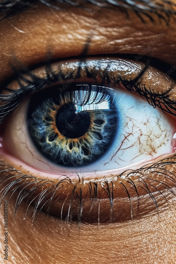 Poster a close-up photograph of a person's eyes filled with determination and resilience, capturing the spi