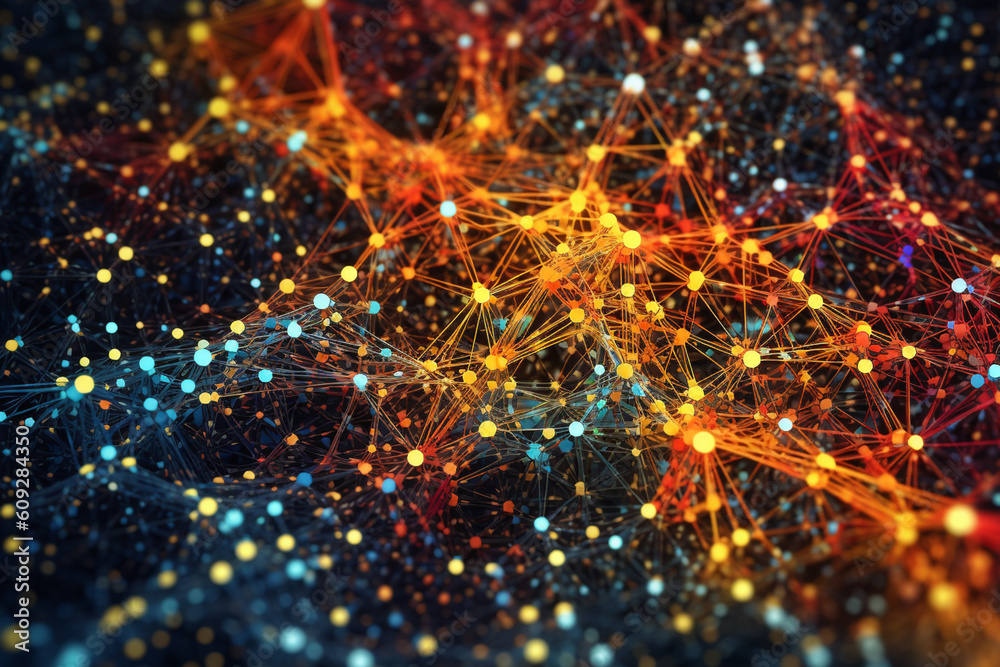 Aufkleber A digital artwork featuring intricate patterns of interconnected lines and dots, representing the interconnectedness and flow of clear energy.  Generative AI technology.