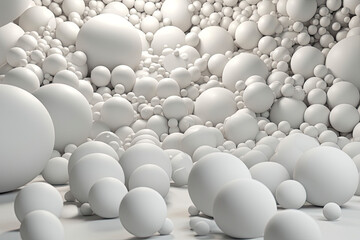 Illustration for advertising. Abstraction from spheres. Flying spheres on a white background. 3d rendering.AI Generative