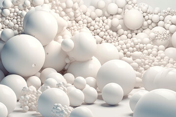Illustration for advertising. Abstraction from spheres. Flying spheres on a white background. 3d rendering.AI Generative