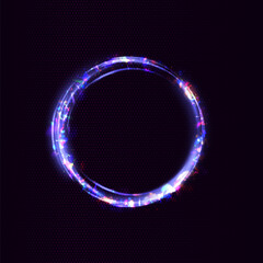 Abstract ring background with glowing swirling background. Energy flow tunnel. Blue portal with light distortion. Magic circle vector. Round frame with light effect	
