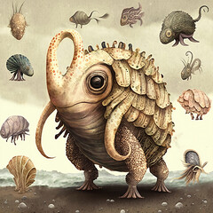 Whimsical fantasy  monsters  AI generated creature artwork