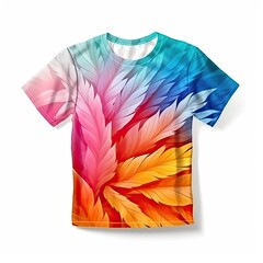 T-shirt fashion clothing with colorful pattern isolated on white background. Generative AI