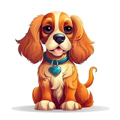 Cocker Spaniel cute character illustration. Generative AI - obrazy, fototapety, plakaty