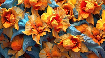 Daffodil flowers in floral spring background. Generative AI