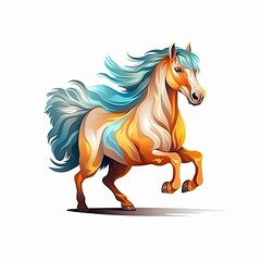 Obraz na płótnie Canvas Stallion horse cute character illustration. Generative AI