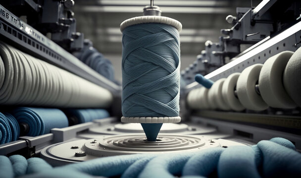 loom, production of threads and textiles. Generated AI