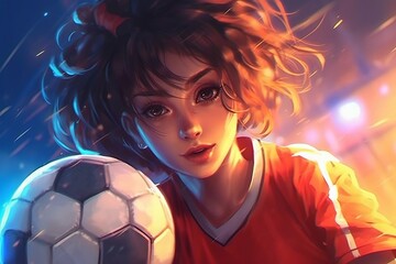 女性サッカー選手,Generative AI AI画像 - obrazy, fototapety, plakaty
