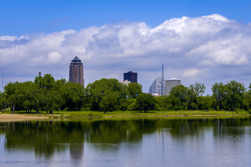 Captivating Des Moines Skyline from Gray's Lake Bridge