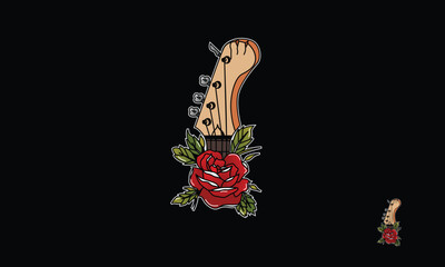 GUITAR AND ROSE OLD SCHOOL DESIGN