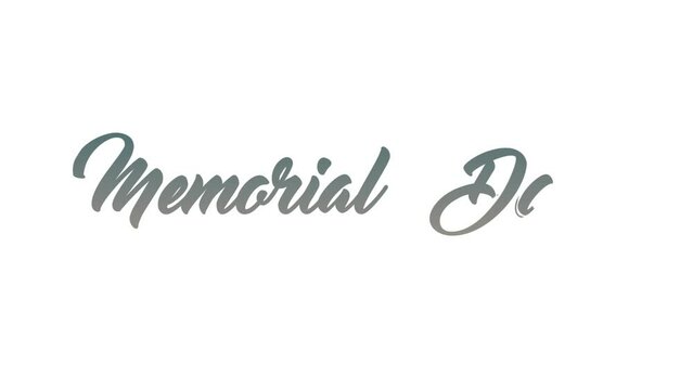 Memorial Day - Title Text Animation With Gradient Colors and White Background. Great for greeting videos, opening video, Bumper, cinema, digital video, media publishing, film, short movie, etc