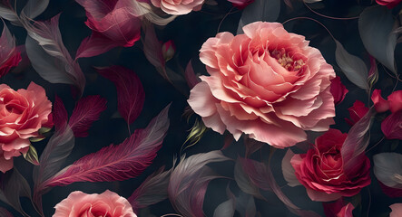 Delicate Beauty: Blossoming Garden Roses in Freshness