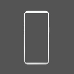Smartphone mockup frameless blank screen frameless design, iphone style.Smartphone icon on black background vector illustration. Flat Icon Mobile Phone, 
