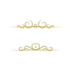 Set of art luxury golden dividers. Vintage header and border template decorative. Calligraphy flourishes page decoration sketch for your design