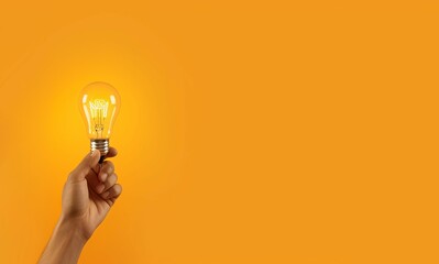 Hands catching light bulb banner. Generate ai