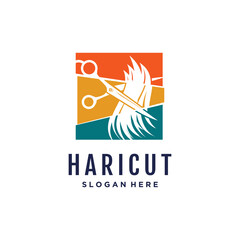 Haircut logo design vector with creative unique and modern idea